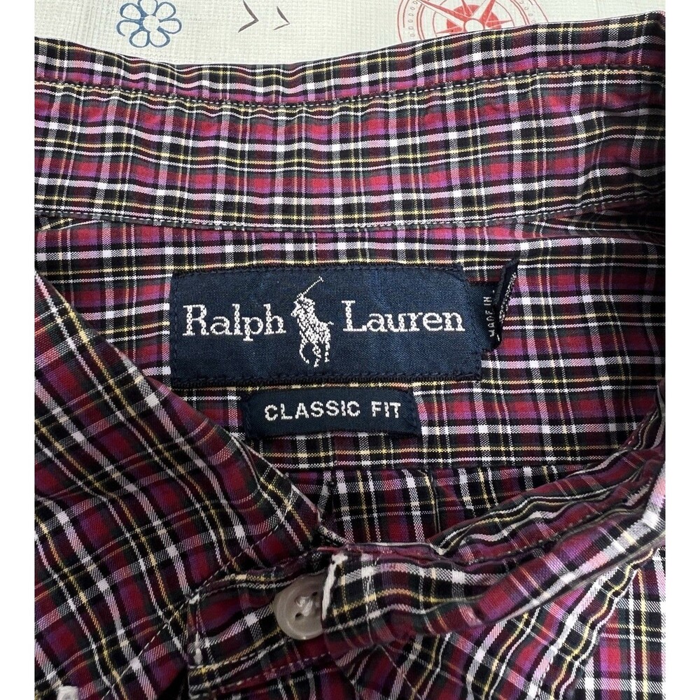 Ralph Lauren Classic Fit Plaid Button Down Shirt Mens XL 100% Cotton Pony Logo